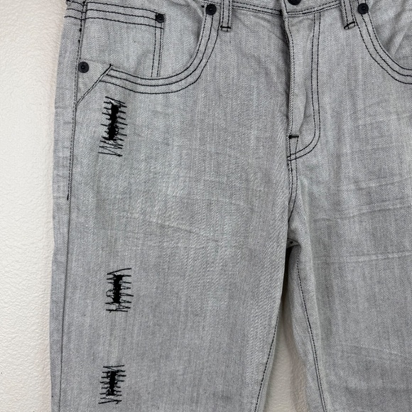 G by Guess Lucas Relaxed Straight Leg Mens Gray Distressed Stitch Jeans Sz. 33 - Picture 4 of 16